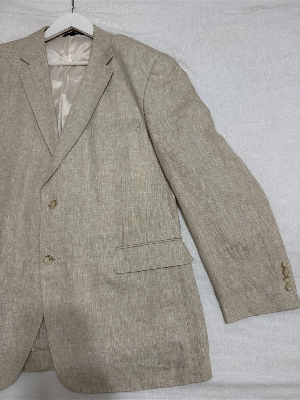 HASPEL Men's Linen Blazer in Natural Beige 46R